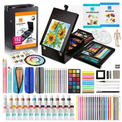 152 Wooden Easel Art Supplies Set, Professional Painting and Drawing Kit with…