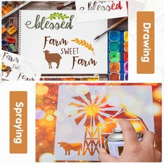 10 Pieces Reusable Farmhouse Stencils Farm 9.8 x 5.9 inches, 7.9 x inches