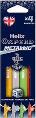 Helix 224700 Oxford 0.7mm Metallic Gel Ballpoint Pens, Asstd Colours – Pack of 4