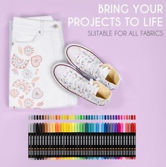 40 Fabric Markers Pens Set – Non Toxic, Indelible & Permanent, Fine Point