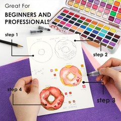 Grabie 100 Colors Watercolor Paint Set – 50 Regular, 35 Metallic, 10 Macaron and