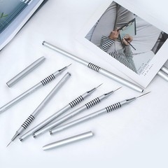 Komall Metallic Nail Art Brushes, 6Pcs Non Slip Liner Brush Set, UV Silver