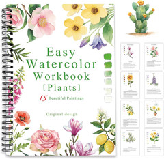 Watercolor Workbook Flower Plants, 15 Different Patterns of Original DIY Designs