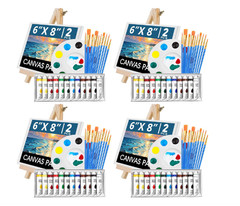 104PCS Acrylic Paint Canvas Set, Acrylic Painting Kit with 4 Set of 12 Colors Ac