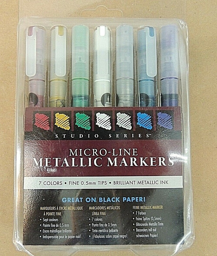 METALLIC MARKERS, MICROLINE, STUDIO SERIES, PACK OF 7, NEW