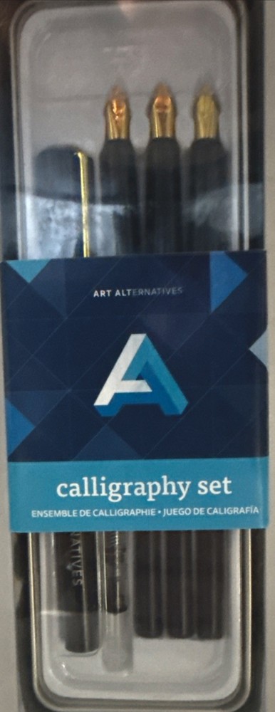Art Alternatives Calligraphy Set Include Refillable Pen 3 Gold Plated nibs F/M/b