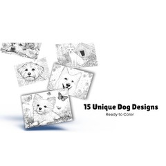Coloring Cards – Dog Theme, 15 Sheets (5×7 Inches, 300gsm), Works with , Colo…