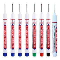 8Pcs Deep Hole Marker Pen Set 20mm Long Nib Waterproof Wood Metal Markers