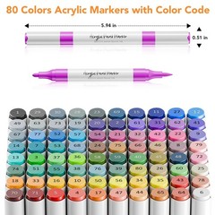 80 Colors Dual Tip Acrylic Paint Markers – Permanent Fabric & Craft Pens for DIY