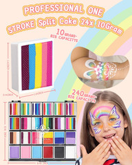 Professional Washable 24X10Gm Face Paint for Kids & Adults,Water Based One Strok