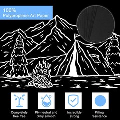 100 Sheets Black Sketch Drawing Paper Heavyweight 150 GSM /100 Lbs Artist Dra…