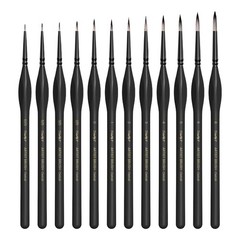 JUSART Detail Paint Brushes Set, 12 PCS Fine Tip to Medium, Black Gold
