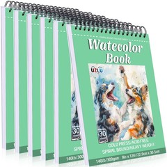 6Pack 9×12 Inch 180 Sheets 140lb/300gsm Spiral Bound Watercolor Paper Pad