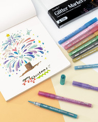 16 Colors Glitter Markers, Glitter Paint Pens, Acrylic Paint Markers Shiny Shimm