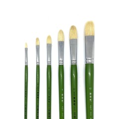 XDT#515 Filbert Art Brush 6 Pc #2# #6#8#10#12 Set Pure Hog Bristle Acrylic Oil