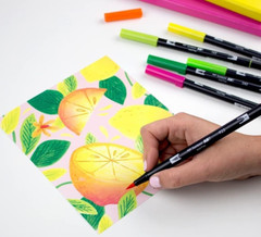 TOMBOW ABT Dual Brush Pens : 108 Assorted Colours Desktop Organizer ABT-108CORGA