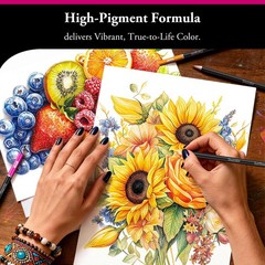Soucolor 72-Color Colored Pencils Set, Soft Core, Vibrant Pigments for Art