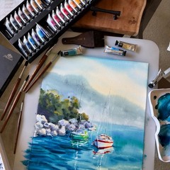 Professional Watercolor Paint Set 24 Colors x 14ml / 0.47 Fl Oz Tubes Artists