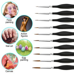 PSISO 10 PCS Miniature Paint Small, 10pcs Black Miniatures Bruhses