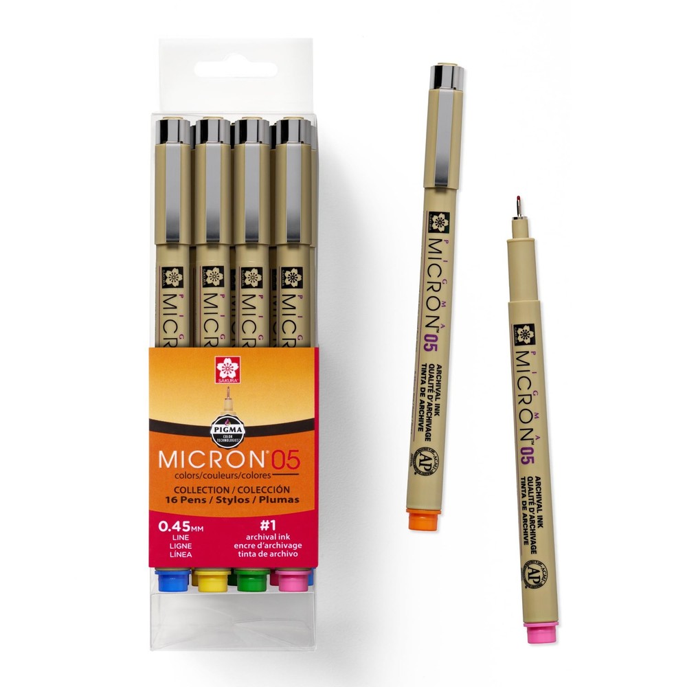 50075 16-Piece Pigma Micron 05 (Colors may vary) Cube Collection Ink Pen Set
