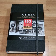 Arteza Premium Sketchbook 132 acid free pages appx 5×8″ Hardcover NEW Black