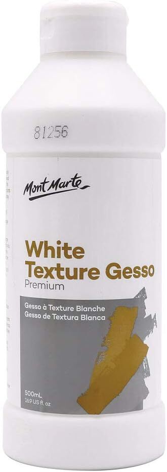 Mont Marte Premium White Texture Gesso 16.9 Fl Oz (Pack of 1), Charcoal,White