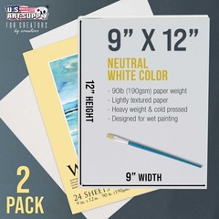 9″ x 12″ Watercolor Painting Paper Pads, 2 Pads, 24 Sheets Each, 90lb 190gsm