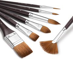 Sable Watercolor Brushes Professional, 7Pcs Sable Brush Set Variety Shapes w…