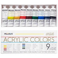 MEEDEN Artist Acrylic Paint Set – 60ml/ 2oz*9 Heavy Body Acrylic Paint Tubes …