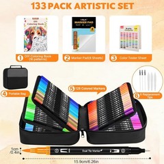 Comprehensive Art Supplies Kit: 128 Color Brush Markers for Creative Projects