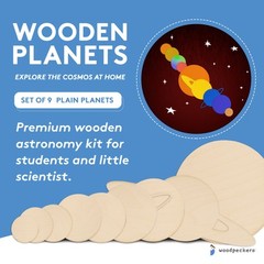 DIY Wood Solar System Model of Planets, Set of 9 Outer Space Decor | Woodpeckers
