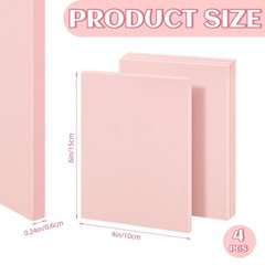 Pale Pink Rubber Stamp Carving Blocks Soft Craft Bricks 0.8cm 4×6 In 4 Pack