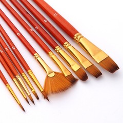 10Pcs Painting Set Nylon Hair Brushes for Smooth Acrylic Paint Application