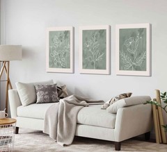 3Pcs Sage Green Botanical Wall Art Line Drawing Floral Canvas Poster Prints M…