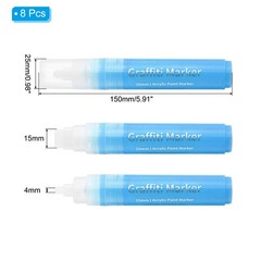 8 Pcs Graffiti Markers, 15mm Blue Poster Markers Thick Acrylic Paint Pen