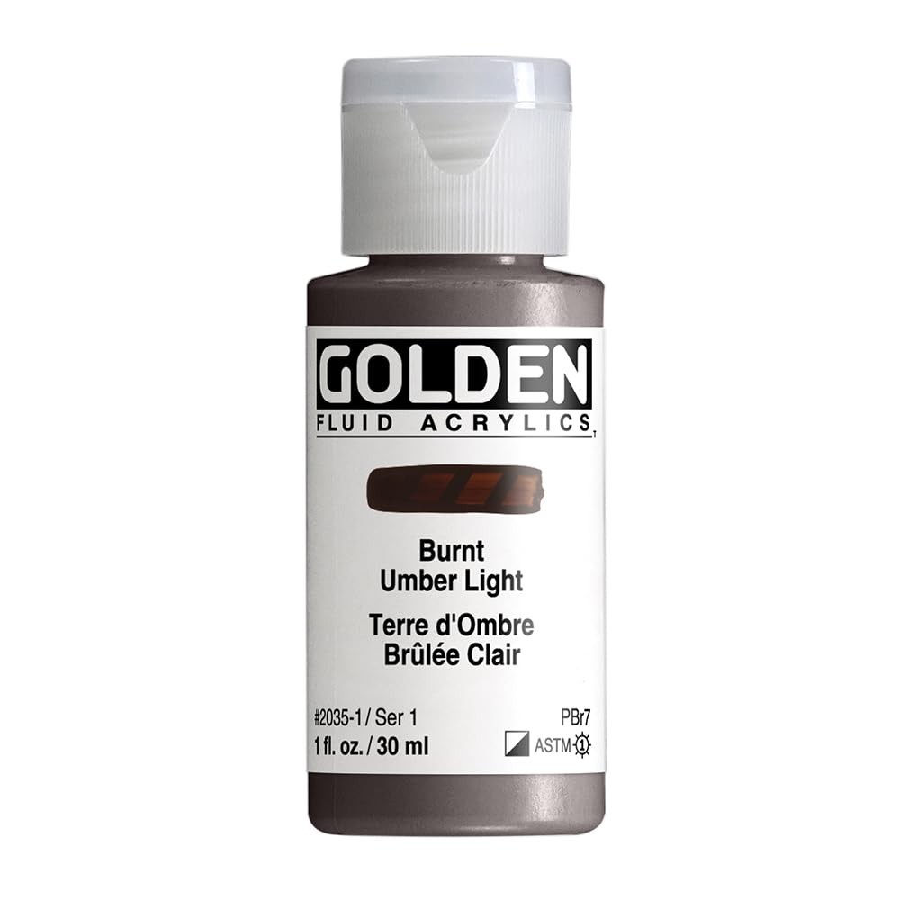 Fluid Acrylics Burnt Umber Light 1 fl. oz. Bottle Professional Art Paint