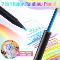 12 Pack 7-In-1 Rainbow Colored Pencils for Artists Students Sketching
