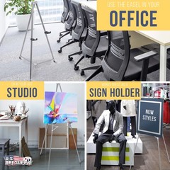 66″ Silver Aluminum Display Easel and Presentation Stand, Floor and Tabletop Use