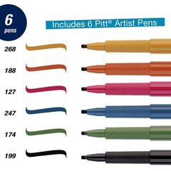 6 PCS Pitt Artist Calligraphy Pen Set Multi Colored Felt Tip Pens for Lettering