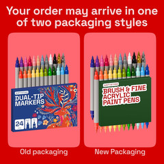 24 Acrylic Paint Markers – Paint Pens for Drawing, Brush + Fine Tips – for Fabri