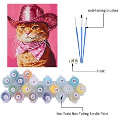 Cowboy Cat Paint by Numbers Kit for Adults DIY Canvas Art 16×20 Inches