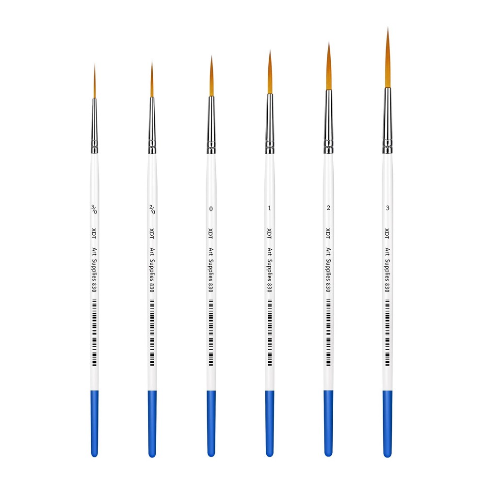 XDT#830 Rigger Artist Paint Brush 6 Piece Set Extra Long Fine Point Liner Tip…
