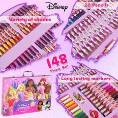 Disney Princess Art Set for Kids Complete Colouring Supplies in Carrying Case