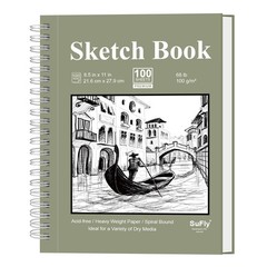 Sketch Book 8.5 x 11, Pad, Pack of 1 8.5-x-11-inch:1 Pack, Green