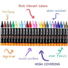 AROIC 48 Pack Oil-Based Paint Markers Medium Tip – Low Odor Rock Painting Pen…
