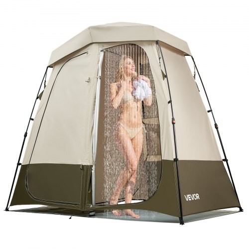 Camping Shower Tent, 2-Room Foldable Privacy Tent Changing Room with Ground …