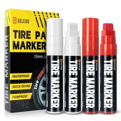 SELEAD Jumbo Tire Marker White Red – 4 Pack 15mm Wide Tip Paint Pens for Car …