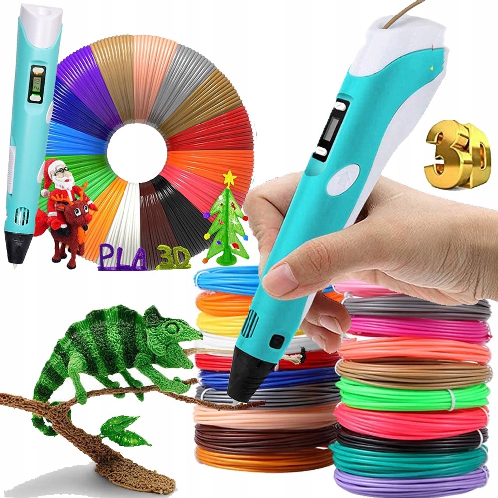 3D Printing Pen Set 3D Drawing Pen with Led Display 12 Color Filament Kid Gift