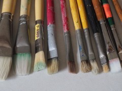 Vintage Artist Paint Brushes Lot M. Grumbacher NY Simmons White Sable Quill Sign