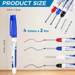 8Pcs Deep Reach Markers 34mm Permanent Ink Quick-Dry Long Nib Long Head Deep …